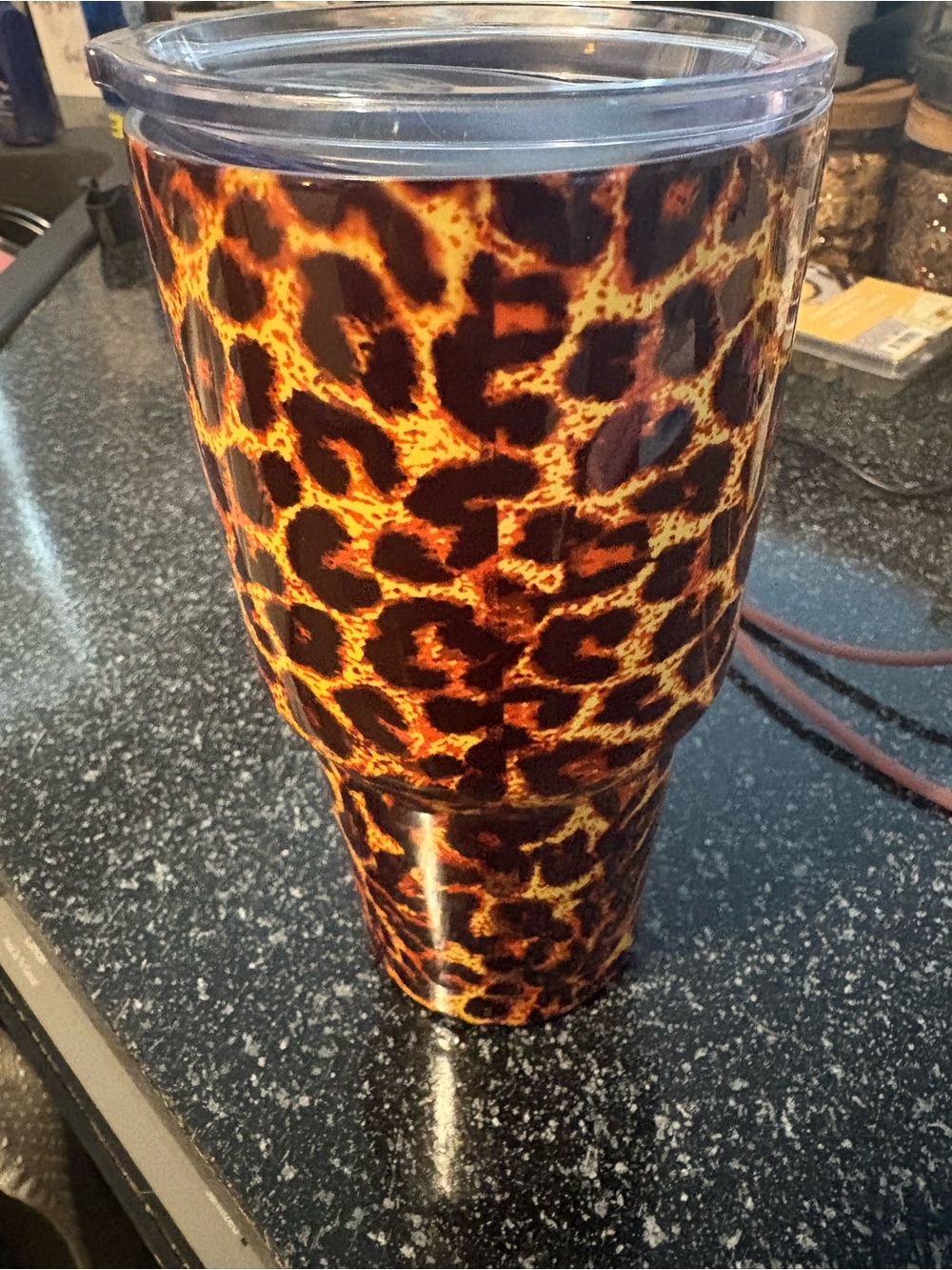 Leopard Print Insulated Tumbler - Brown/Black